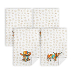 Set of 4 Minimalistic Cowboy Western Cattle Brands Kitchen Towels Made in America Baha Ranch Western Wear
