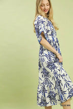Umgee Mix Floral Border Midi Dress with Pockets