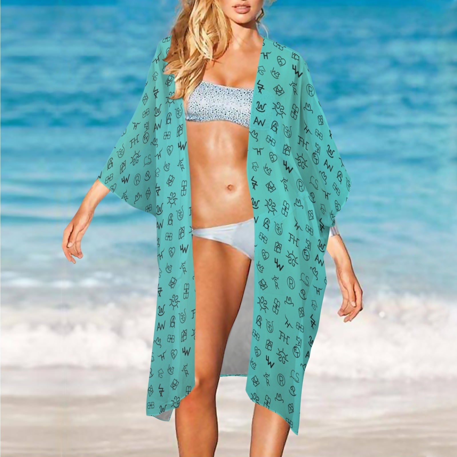 Baha Ranch Turquoise Brands Duster Kimono Coverup Baha Ranch Western Wear