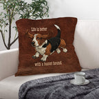 Baha Ranch Basset Hound Life is Better Throw Pillow Case Made in America Baha Ranch Western Wear