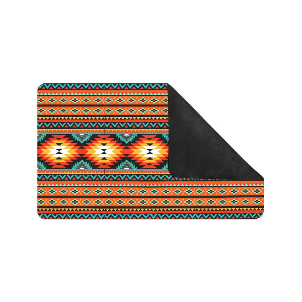 Orange Aztec Floor Mat 30" x 18" Made in America Baha Ranch Western Wear