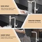 Kitchen Sink Faucet, Brushed Nickel Kitchen Faucets with Pull out Sprayer, Bar Faucet Single Hole Faucet