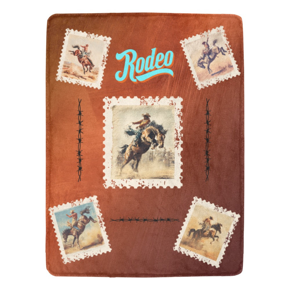 Old Rodeo Western Throw Blanket 60" x 80" Ultra Soft Made in America Baha Ranch Western Wear