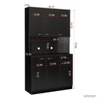 70.87' Tall Wardrobe& Kitchen Cabinet, with 6-Doors, 1-Open Shelves and 1-Drawer for bedroom,Black