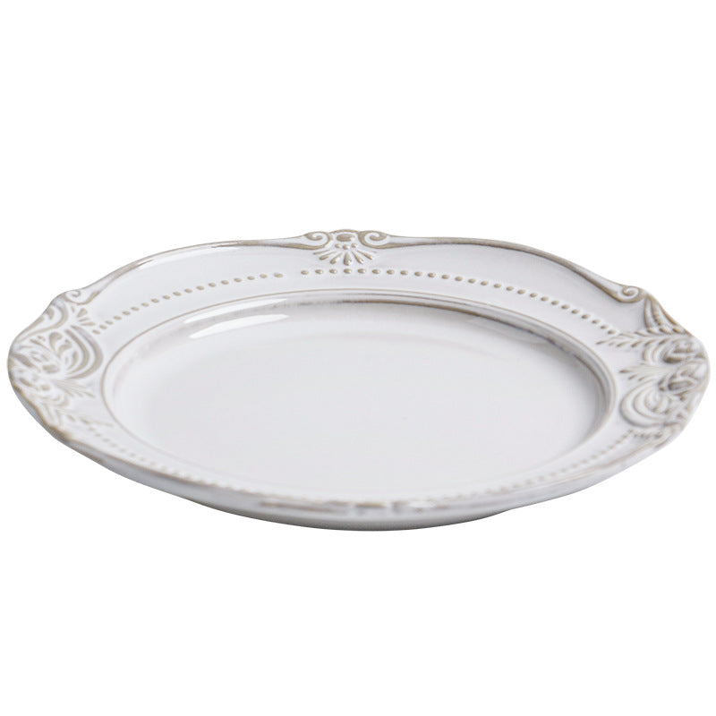Relief Ceramic Tableware Rice Bowl Plate