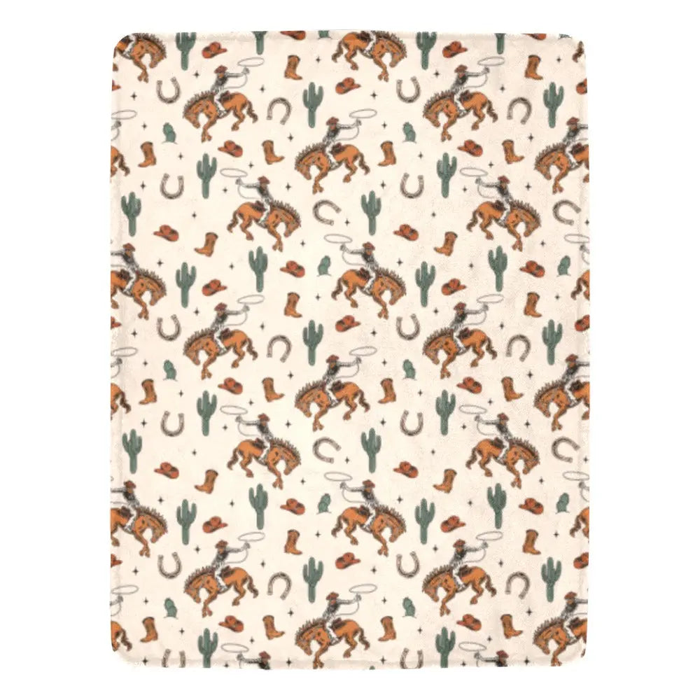 Cowboy Rodeo Western Micro Fleece Blanket 60" x 80" Made in America Baha Ranch Western Wear