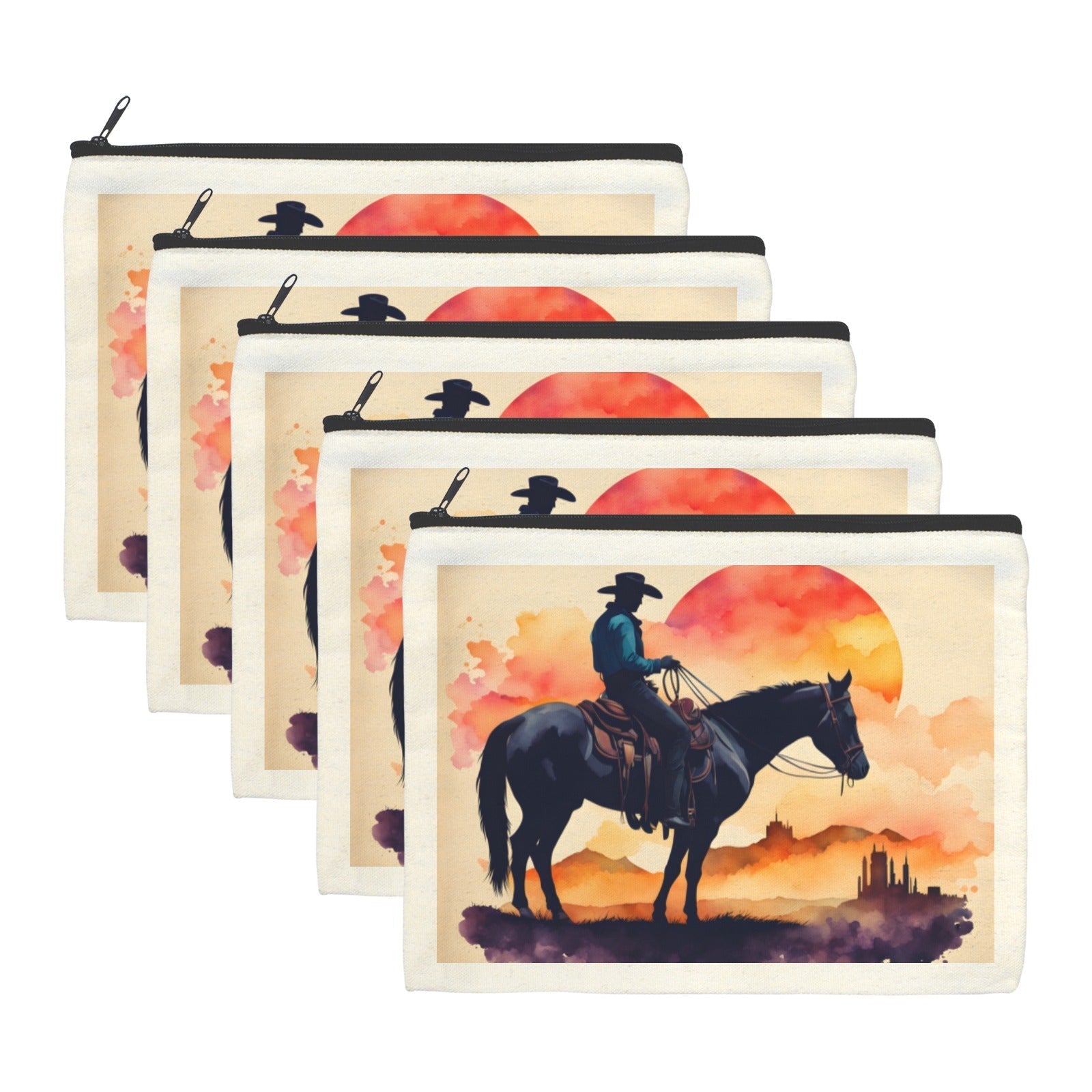 Water Color Cowboy Cosmetic Bag Pack of 5 Made in America Baha Ranch Western Wear