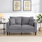 Modern Upholstered Light Gray Loveseat Sofa with Wooden Frame for Small Spaces