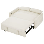Modern Convertible Pull-out Sofa Bed with USB Ports and Pillows, Beige Corduroy, 57.48 inches