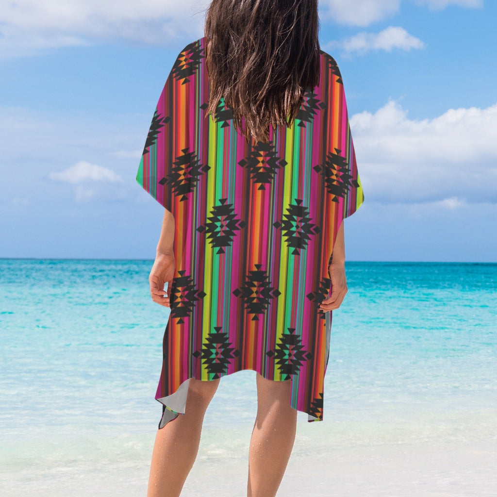 Baha Ranch Neon Aztec Duster Kimono Coverup Women's Long Cover Up Baha Ranch Western Wear