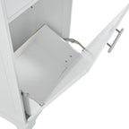 K&K Fluted Kitchen Island with Trash Can Storage Cabinet, Power Outlet, Internal Storage Rack, Rolling Kitchen Islands on 5 Wheels with 3 Drawer, 3 Open Side Racks for 10 Gallon Garbage Bin, White