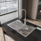 Stainless Steel Kitchen Sink, 30″x19″ Single Bowl, Overmount Handmade Sink in Brushed Nickel, with US Standard Drain and Hook, LS-SSBR04
