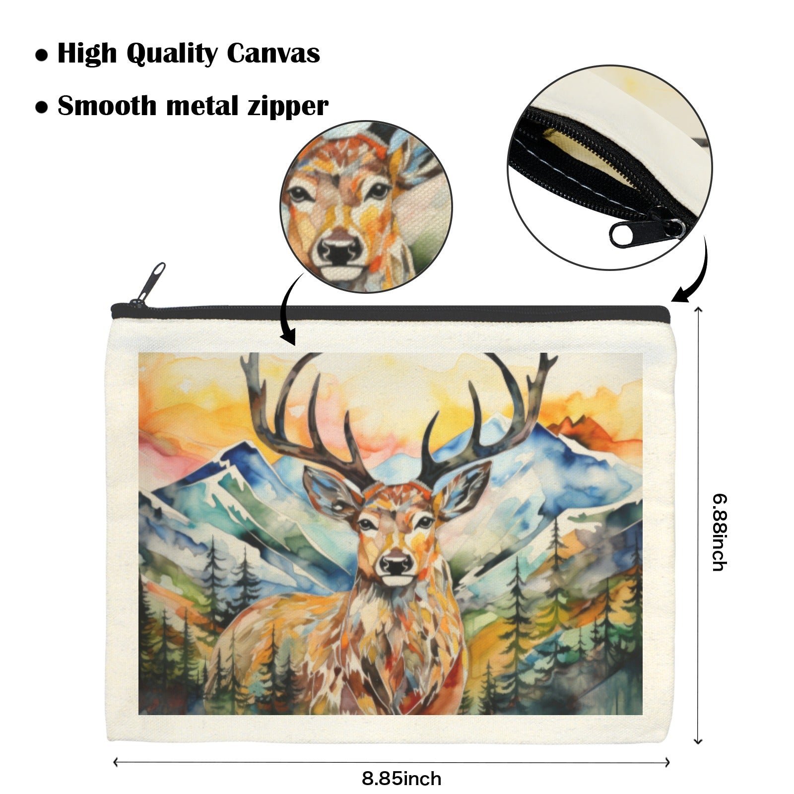 Baha Ranch Painted Buck Cosmetic Bag Pack of 5 Made in America Baha Ranch Western Wear