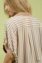 Umgee Stripe Collared Oversized Top