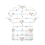 Baha Ranch White Bullhead Aztec Hawaiian Shirt Made in America Baha Ranch Western Wear