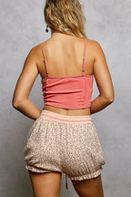 POL Drawstring Floral Shorts with Button Placket