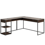 L-Shaped Desk, Brown finish