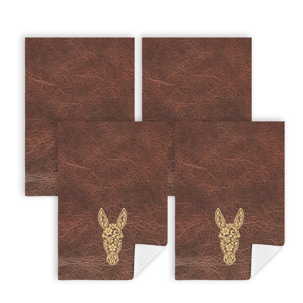 Baha Ranch Tooled Donkey Set of 4 Kitchen Dish Towels Made in America Baha Ranch Western Wear