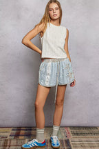 POL Textured Round Neck Cropped Tank