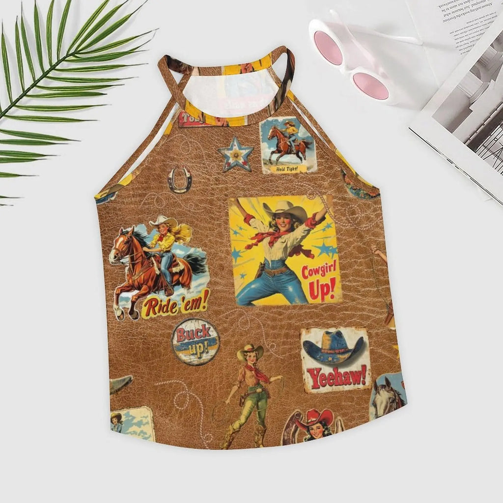 Baha Ranch Vintage Cowgirl Collage Western Tank Top Baha Ranch Western Wear