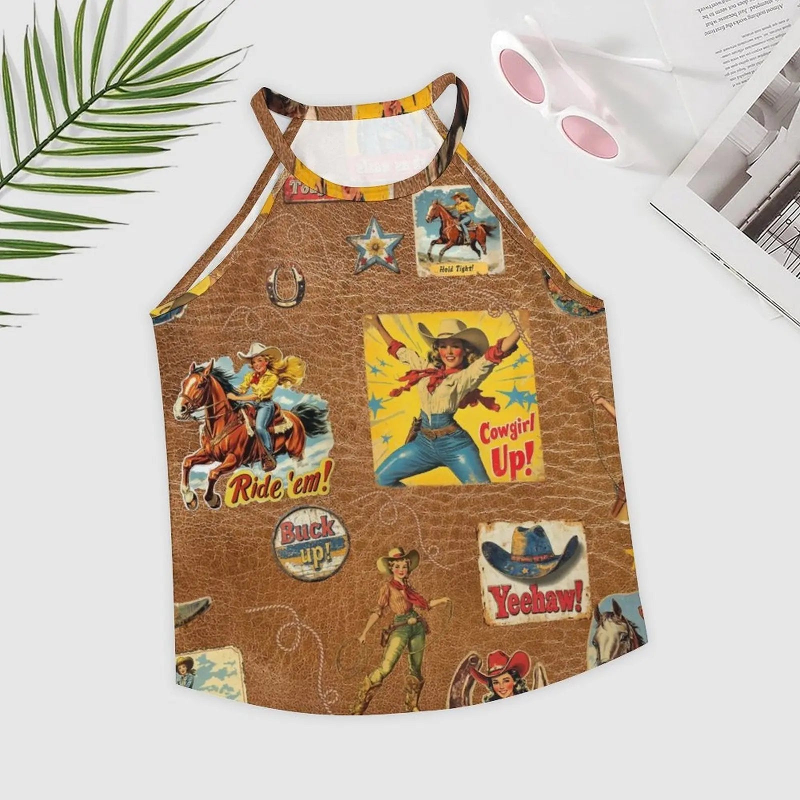 Baha Ranch Vintage Cowgirl Collage Western Tank Top Baha Ranch Western Wear