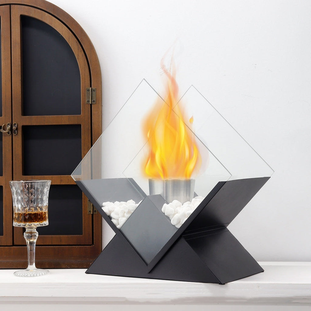 Diamond Indoor Outdoor Portable Metal Heating Desktop Small Fire Pit Fireplace Light
