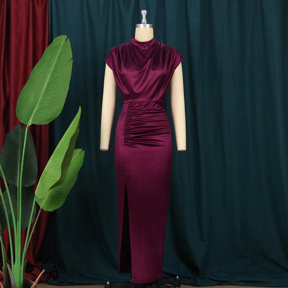 New Burgundy Cashmere Plus Size Dresses Women Dress Summer