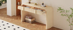 TREXM Modern Console Table with 2 Storage Drawers, Fluted Entryway Table with Rounded Silhouette for Hallway Living Room and Entryway (Apricot Cream)