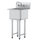 Stainless Steel Prep & Utility Sink, 1 Compartment Free Standing Small Sink Include Faucet & legs, 18'x41' Commercial Single Bowl Sinks for Garage, Restaurant, Kitchen, Laundry