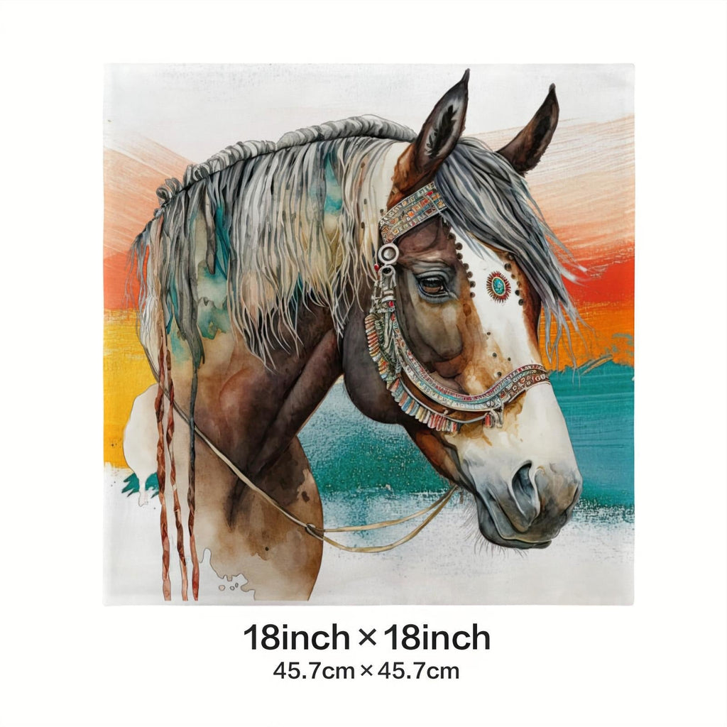 Baha Ranch War Pony Horse Velvety Soft Pillow Cover Made in America Baha Ranch Western Wear