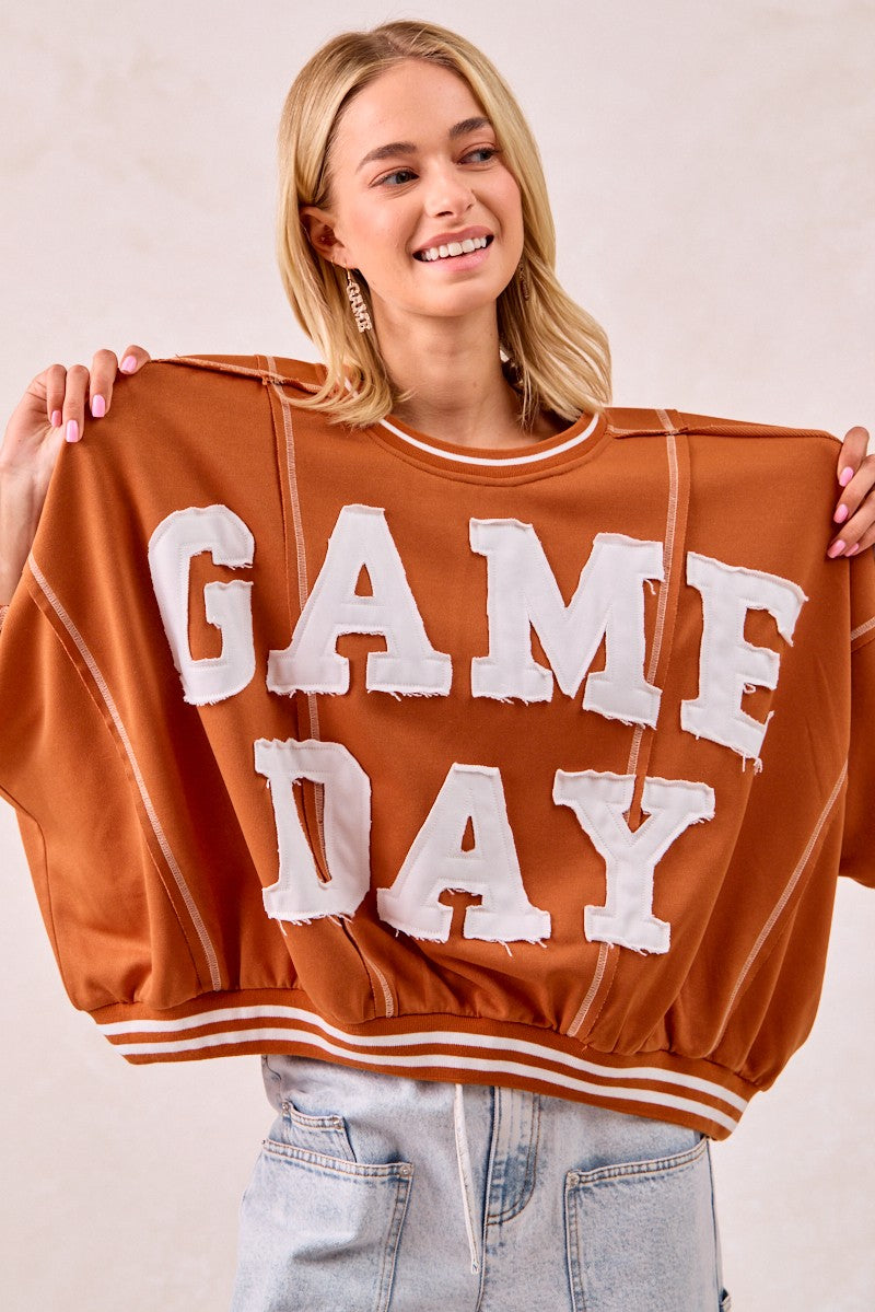 BiBi Gameday Patchwork Stitch Detail French Terry Top