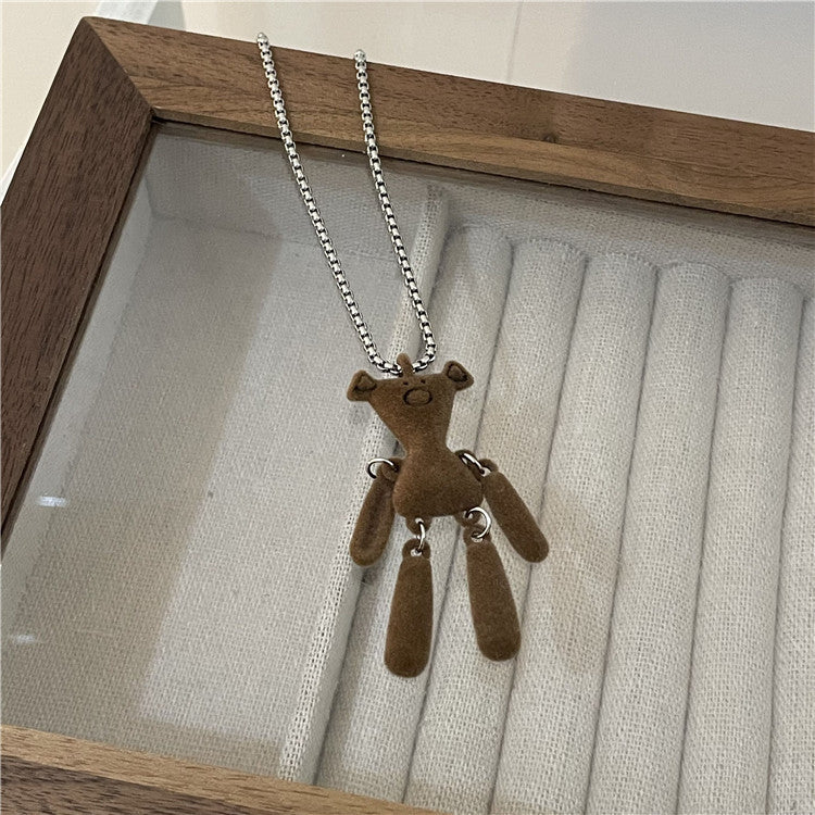 Flocking Bear Three-plant Sweater Chain Long Clavicle