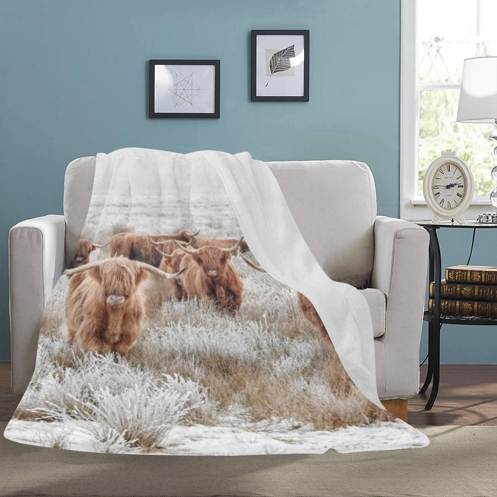 Highland Cow Throw Blanket Ultra-Soft Micro Fleece Blanket 60" x 80" Made in America Baha Ranch Western Wear