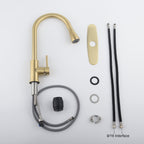 Single Handle Stainless Steel Kitchen Sink Faucet with Pull Down Sprayer