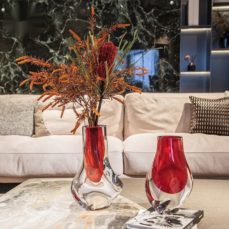 Colored Glass Vase Ornament Dining Table Flower Arrangement Decoration