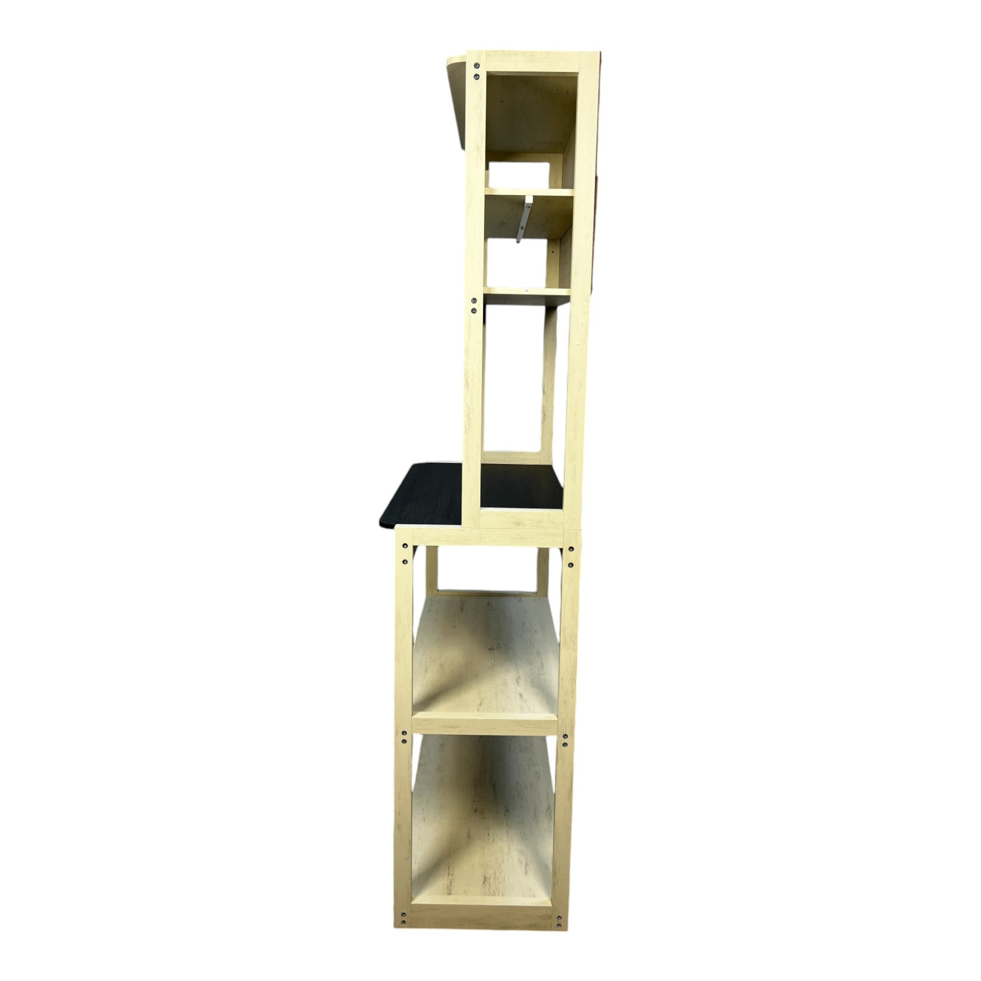 31.5' White and Black color 5-Tier Bakers Rack for Kitchen with Storage, Coffee Bar, Kitchen Shelves, Microwave Stand