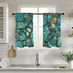 Turquoise Window Curtains 28"x40" (2-Piece) Made in America Baha Ranch Western Wear
