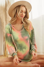 BiBi Tie Dye Terry Hoodie With Twill Tape Drawstring