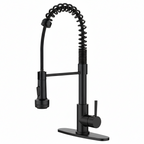 Kitchen Faucet with Pull Down Sprayer and 4 Spraying Modes Single Handle Commercial Spring Kitchen Sink Faucet Matte Black 1 or 3 Hole