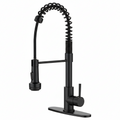 Kitchen Faucet with Pull Down Sprayer and 4 Spraying Modes Single Handle Commercial Spring Kitchen Sink Faucet Matte Black 1 or 3 Hole
