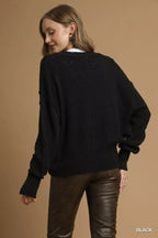 Umgee Button-Front V-Neck Knit Cardigan