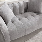 Cozy Beanbag Chair with High Resilience Foam Core for Two - Grey Chenille, 66x35x25 inches