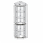 Corner Glass Cabinet Lighted Curio Cabinet Corner Display Case for Living Room, Curio Cabinet, Antique collection, Wine,Bar Glass Storage Light Included, Dark oak