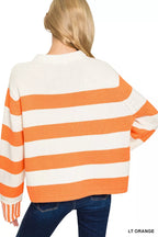 Zenana Ribbed Striped Mock Neck Sweater