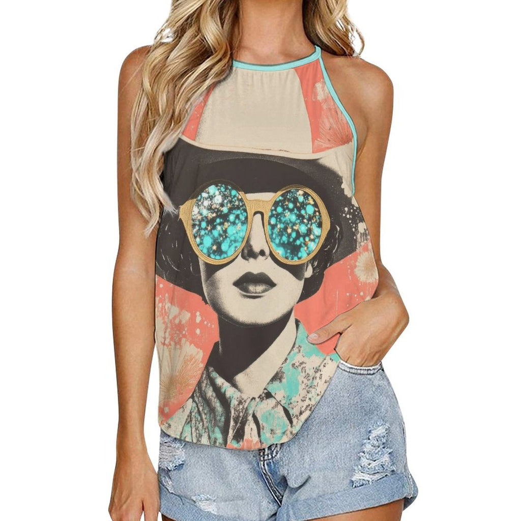Baha Ranch Turquoise Cowgirl Retro Pop Western Tank Top Baha Ranch Western Wear