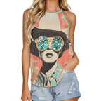 Baha Ranch Turquoise Cowgirl Retro Pop Western Tank Top Baha Ranch Western Wear
