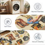 Baha Ranch Vintage Cowboy Collage Rug Runner Indoor 60" x 22" Made in America Baha Ranch Western Wear