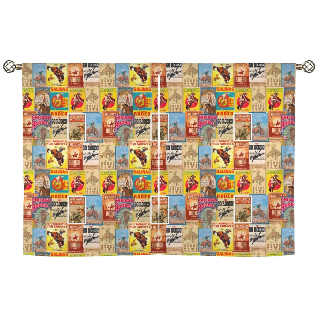 Vintage Rodeo Window Curtain 28"x40" (2-Piece) Made in America Baha Ranch Western Wear
