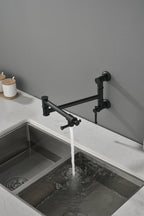 Wall mounted Pot Filler Faucet, Modern Brass Pot Filler Two-Attachment Wall Mount Folding Kitchen Pot Filler Swing Arm
