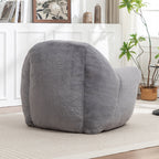 Bean Bag Chair, Comfy Bean Bag Sofa with Back Support, Faux Fur Bean Bag Chair for Adults and Kids, Stuffed Floor Sofa for Living Room, Bedroom, Apartment, Grey